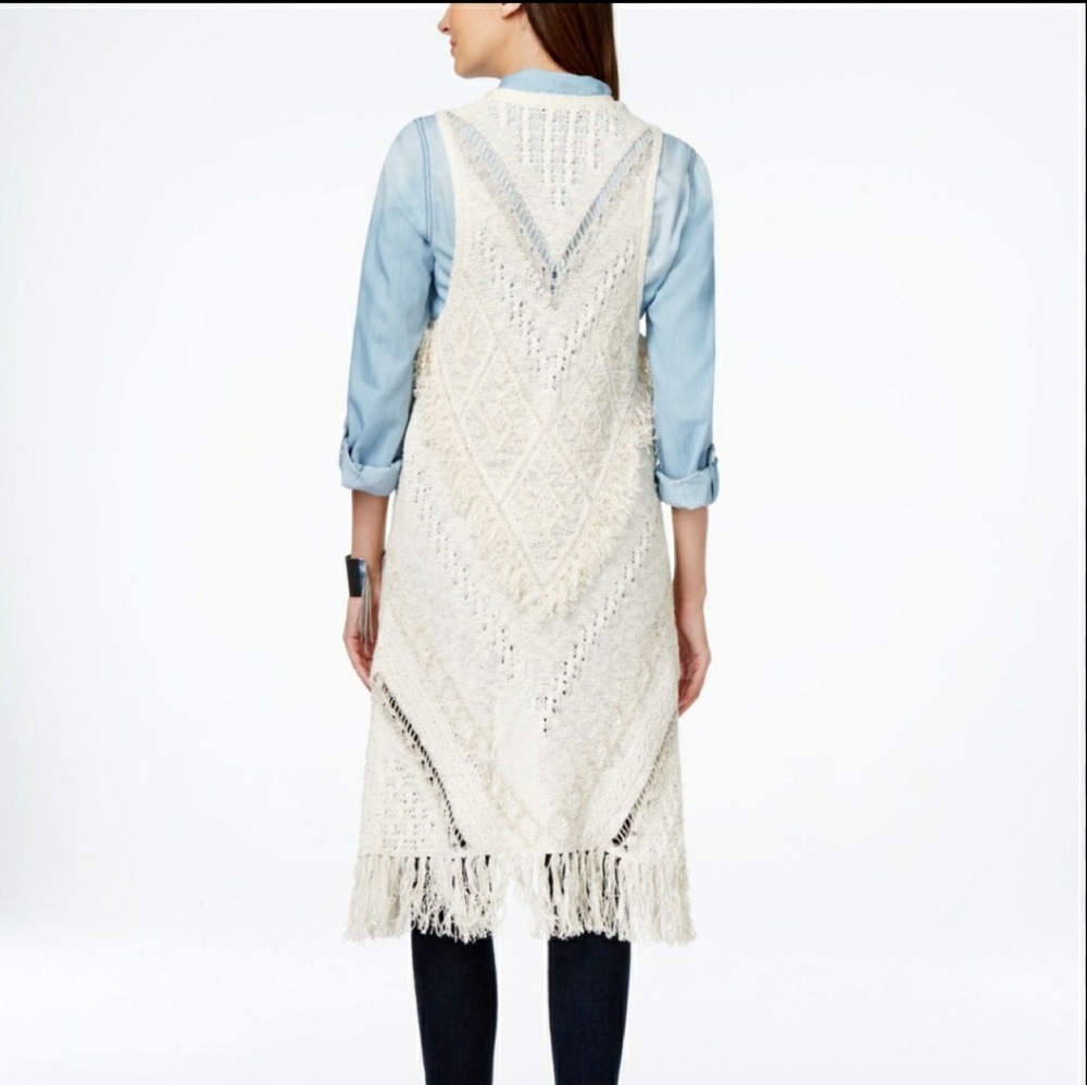 INC knitted fringe duster vest NWT Large